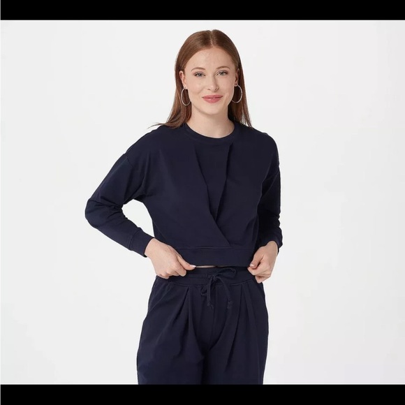 Bishop + Young Navy Cozy front Knot Sweatshirt XL - Picture 1 of 7